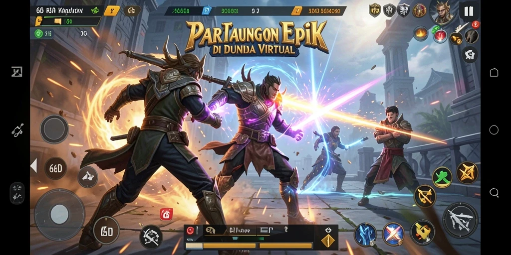 Screenshot gameplay 66D yang menunjukkan pertarungan mendebarkan.